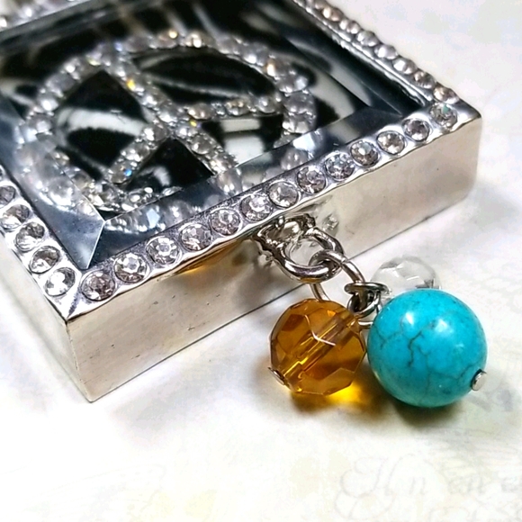 Hand Crafted Vintage Shadowbox Rhinestone Peace Sign Pendant - Picture 11 of 15